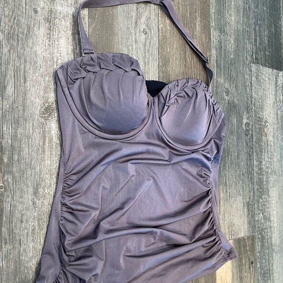 Lands' End Tankini Set - Wired Braided Top Sz 8 & Bottom Size 12 Mauve/Wine - Picture 2 of 10